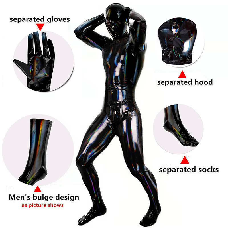 Wetsuit Men - Mens Sexy PVC Pelle Catsuit Lattice